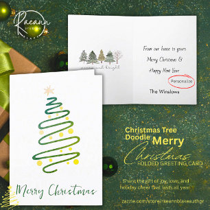 Anspruchsvolle Weihnachtsbaum-Doodle-Grußkarte Karte