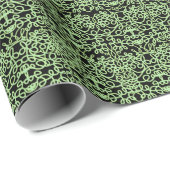 Anspruchsvolle Wirbel | schwarz und grün  Geschenkpapier (Rolleneckpunkt)