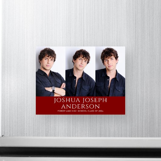 Anspruchsvoller Abschluss Drei-Foto-Rotes Magnet