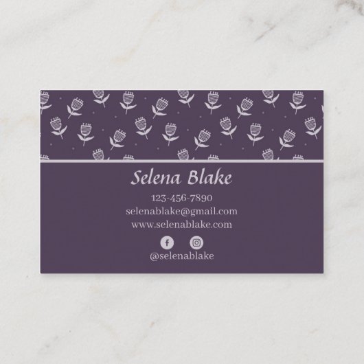 Anspruchsvoller Blumenchic | Modernes Elegant Visitenkarte (Rückseite)