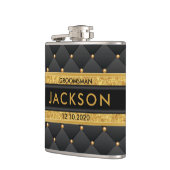 Anspruchsvoller Gold und Black Trauzeuge / Trauzeu Flachmann (Links)