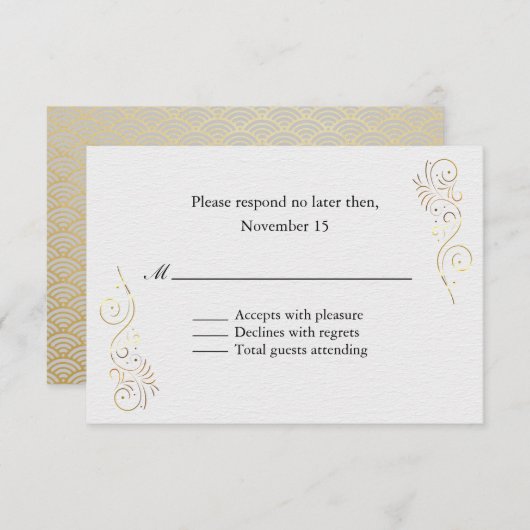 Anspruchsvoller Luxus-Gold-Blüh-Hochzeitsrabatt RSVP Karte (Vorne/Hinten)