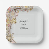 Anspruchsvoller Name für Blumenhochzeiten Pappteller (Vorderseite)