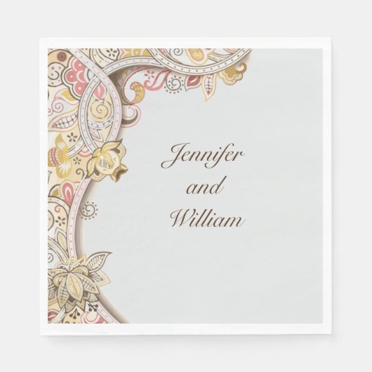 Anspruchsvoller Name für Blumenhochzeiten Serviette (Vorderseite)