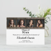 Anspruchsvoller Schwarz-Gold-Foto-Abschluss Einladung (Stehend Vorderseite)