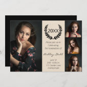 Anspruchsvoller Schwarz-Gold-Foto-Abschluss Einladung (Vorne/Hinten)