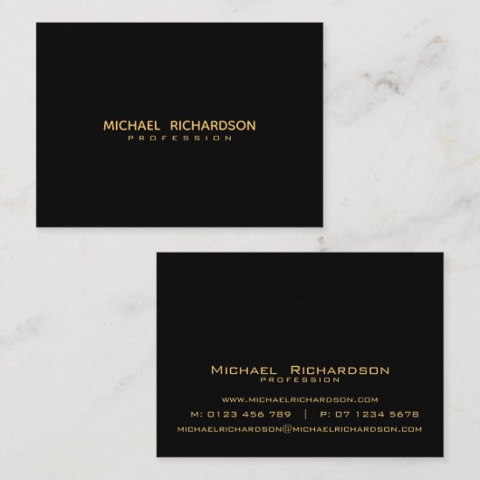 Anspruchsvoller Schwarzer Goldmaskulin Visitenkarte (Vorne/Hinten)