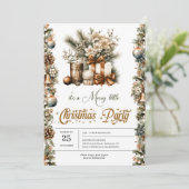 Anspruchsvoller Vintager Urlaub in Grün und Gold Einladung (Stehend Vorderseite)