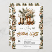 Anspruchsvoller Vintager Urlaub in Grün und Gold Einladung (Vorne/Hinten)