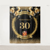 Anspruchsvolles Black Gold Banner zum 30. Geburtst Wandteppich (Vorderseite)