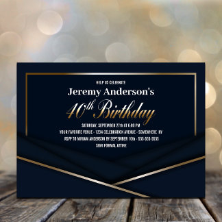 Anspruchsvolles Blue Gold 40. Geburtstag Party Einladung