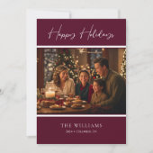 Anspruchsvolles Burgund Accenty Personalisiertes F Feiertagskarte (Vorderseite)