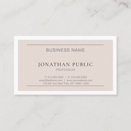 Anspruchsvolles Design Modernes, Minimalistisches  Visitenkarte (Vorderseite)