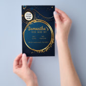 Anspruchsvolles Dunkelblau und Gold individualisie Flyer (Handgriff)