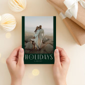 Anspruchsvolles Dunkelgrün-fröhliches Foto Feiertagskarte