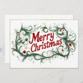 Anspruchsvolles, fröhliches Weihnachtsskript Feiertagskarte (Vorne/Hinten)