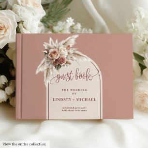 Anspruchsvolles Gästebuch in Dusty Pink Pampas Ros
