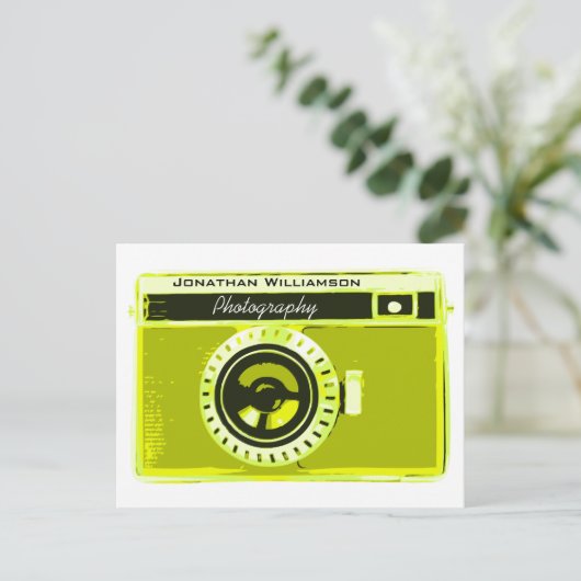 Anspruchsvolles Geschäft mit Olive-Camera-Fotograf Postkarte (Stehend Vorderseite)