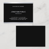 Anspruchsvolles Glam Black Silver Modernes Trendy Visitenkarte (Vorne/Hinten)