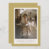 Anspruchsvolles Gold Full Foto Eleganter Abschluss Ankündigung (Vorne/Hinten)