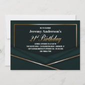 Anspruchsvolles Green Gold 21. Geburtstag Party Einladung (Vorderseite)