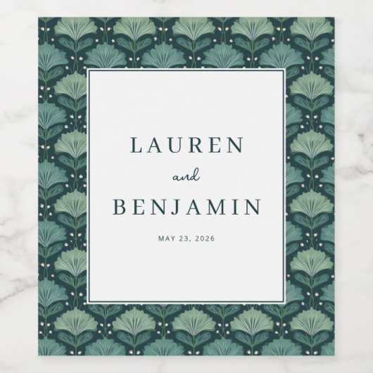 Anspruchsvolles Grünblattmuster Weinetikett (Einzelnes Label)