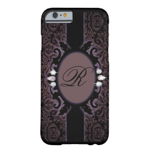 Anspruchsvolles lilaDamask Vintages Monogramm iPho Barely There iPhone 6 Hülle