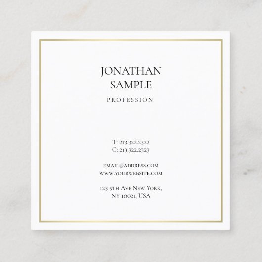 Anspruchsvolles Minimalistisches Design Beruflich Quadratische Visitenkarte (Rückseite)