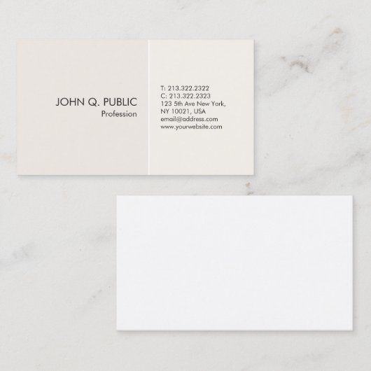 Anspruchsvolles Schlichtes Minimalistisches Design Visitenkarte (Vorne/Hinten)