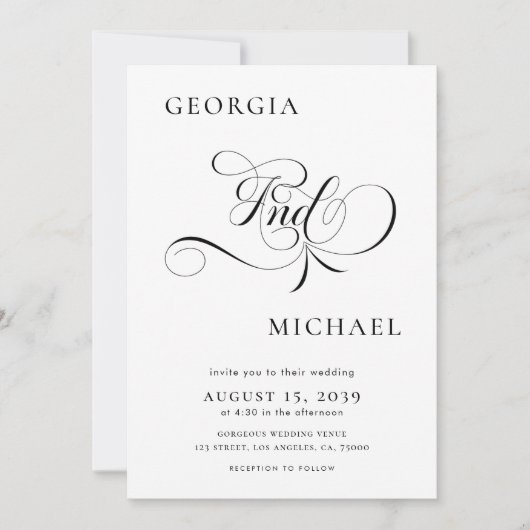 Anspruchsvolles Script Moderne Minimale Foto Hochz Einladung (Vorderseite)