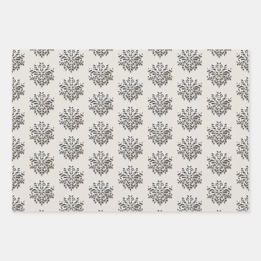 Anspruchsvolles Snowflake-Muster Geschenkpapier Set (Vorderseite)