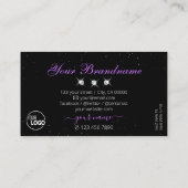 Anständige schwarz-rosa Lila Glitzer-Sterne mit Lo Visitenkarte (Rückseite)