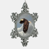 ANSTEIGENDES EAGLE SCHNEEFLOCKEN Zinn-Ornament (Links)