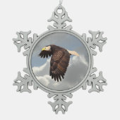 ANSTEIGENDES EAGLE SCHNEEFLOCKEN Zinn-Ornament (Vorderseite)
