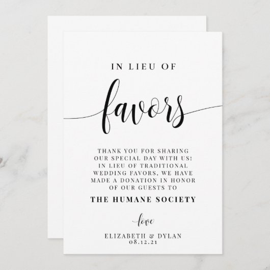 anstelle der Favoriten für die Hochzeitskarte Programm (Vorne/Hinten)