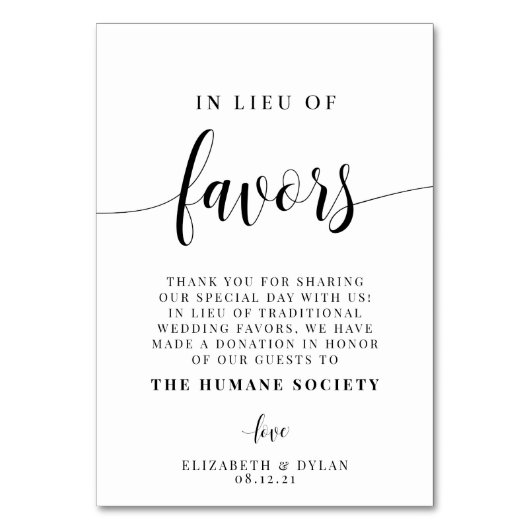 anstelle der Favoriten für die Hochzeitskarte Tischnummer (Vorderseite)