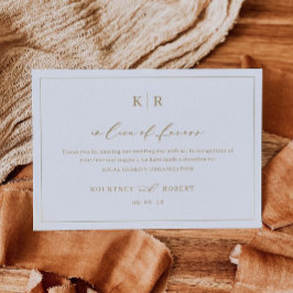 Anstelle der Favors-Karte Vielen Dank Wohltätigkei