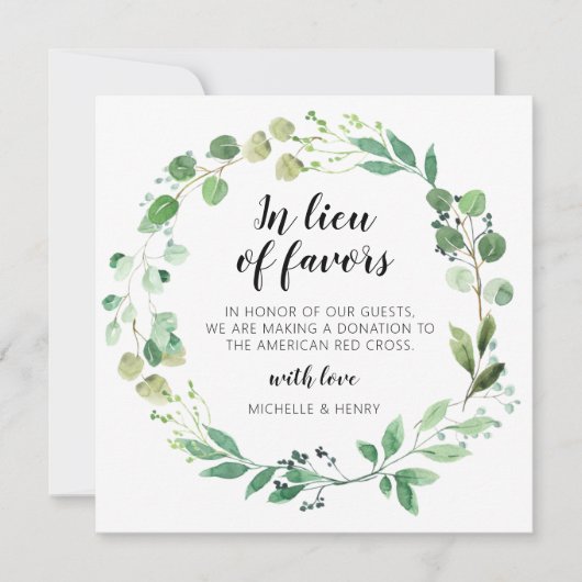 Anstelle der Lieblings-Hochzeitsspende-Zeichen Einladung (Vorderseite)