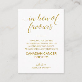 Anstelle der Lieblings-Wohltätigkeit-Spende Hochze Platzkarte