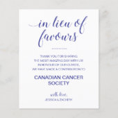 Anstelle der Lieblings-Wohltätigkeit spenden Blue  (Vorderseite)