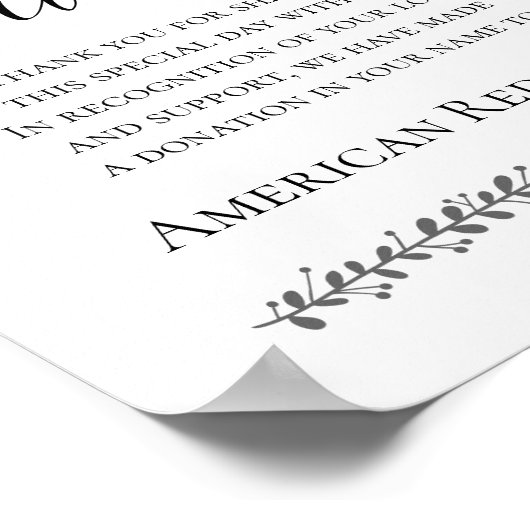 Anstelle der Lieblings-Wohltätigkeit Spenden Hochz Poster (Ecke)