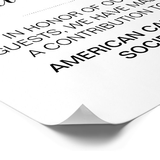 Anstelle der Lieblings-Wohltätigkeit Spenden Hochz Poster (Ecke)