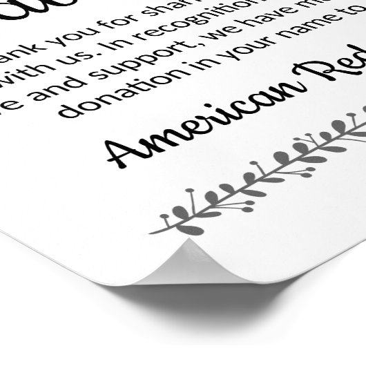 Anstelle der Lieblings-Wohltätigkeit Spenden Hochz Poster (Ecke)