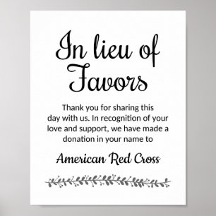 Anstelle der Lieblings-Wohltätigkeit Spenden Hochz Poster