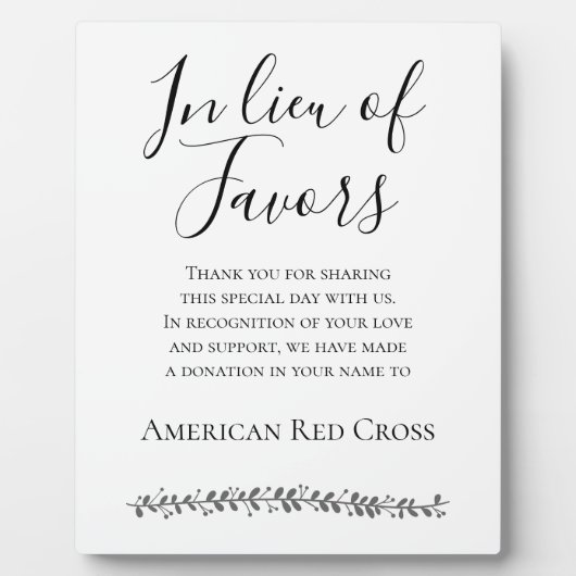 Anstelle der Lieblingsspende für die Hochzeit der  Fotoplatte (Vorderseite)