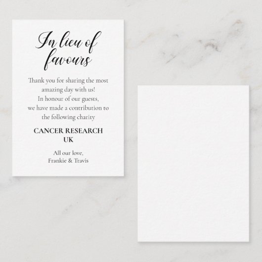 Anstelle von Lieblingsschulen für Wohltätigkeit sp Platzkarte (Vorne/Hinten)