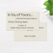 Anstelle von Vorzugsspendenkarte für die Hochzeit (Schreibtisch)