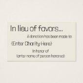 Anstelle von Vorzugsspendenkarte für die Hochzeit (Vorderseite)