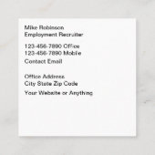 Anstellung Agency Quadratische Visitenkarte (Rückseite)