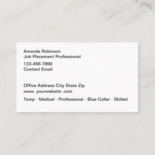 Anstellung Visitenkarte (Rückseite)